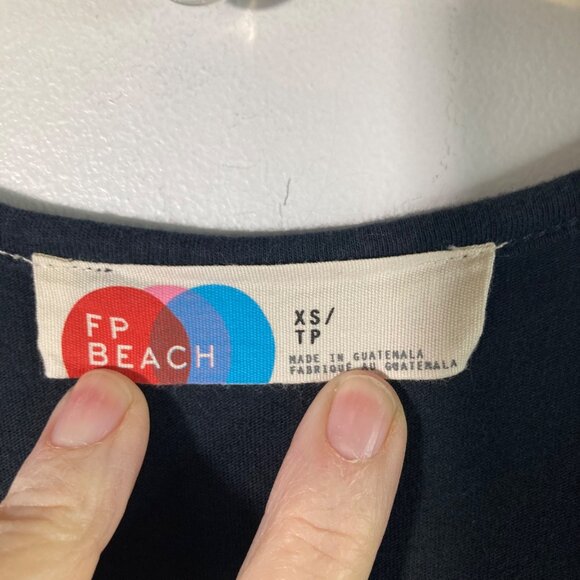 Womens Free People Beach Carta Tee Shirt Maxi Dress XS Pleat Detail Black XS Cot - Picture 8 of 10